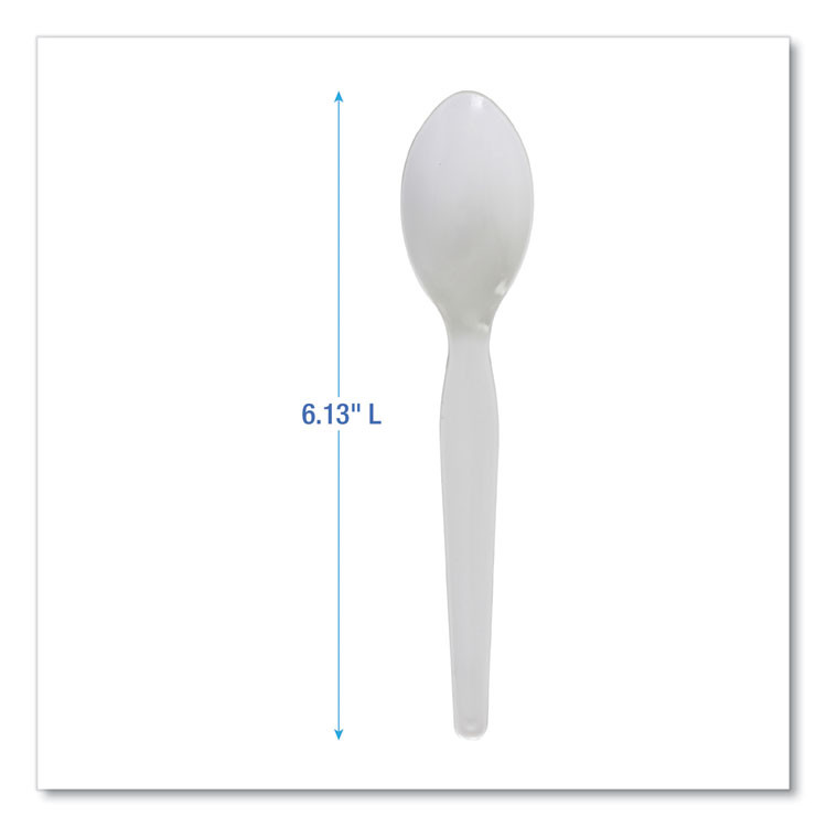 BOARDWALK SPOONHW Heavyweight Polystyrene Cutlery, Spoon, Plastic, White, 1,000/Carton