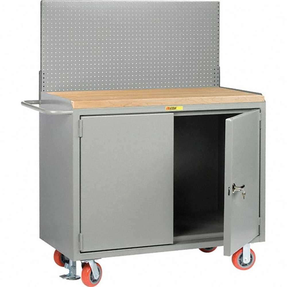 Little Giant. MH-2D-2448-FLPB Mobile Bench Cabinet with Pegboard Panel Mobile Work Center: 24" OAD, 2 Shelf