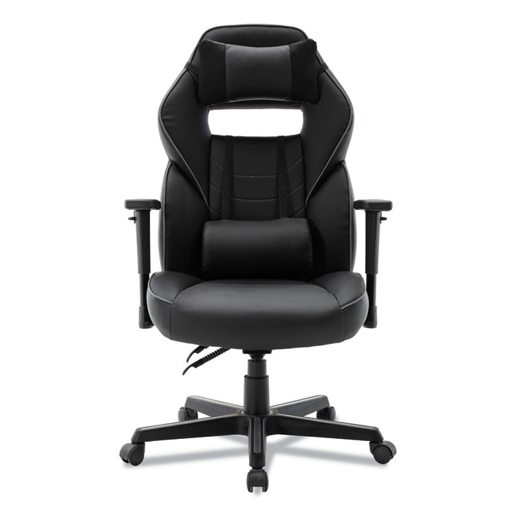 ALERA GM4146 Racing Style Ergonomic Gaming Chair, Supports 275 lb, 15.91" to 19.8" Seat Height, Black/Gray Trim Seat/Back, Black/Gray Base