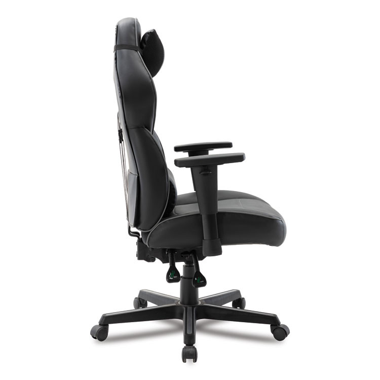 ALERA GM4146 Racing Style Ergonomic Gaming Chair, Supports 275 lb, 15.91" to 19.8" Seat Height, Black/Gray Trim Seat/Back, Black/Gray Base