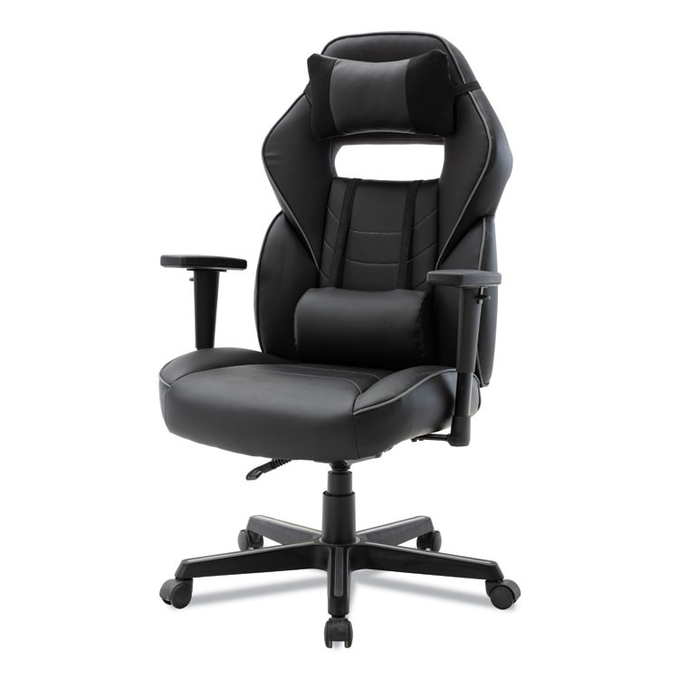 ALERA GM4146 Racing Style Ergonomic Gaming Chair, Supports 275 lb, 15.91" to 19.8" Seat Height, Black/Gray Trim Seat/Back, Black/Gray Base