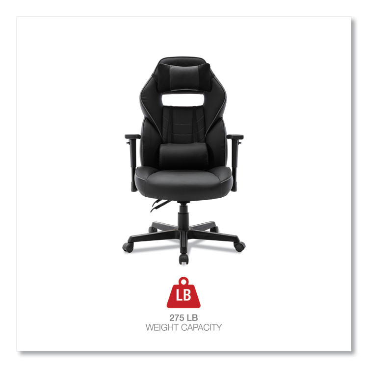 ALERA GM4146 Racing Style Ergonomic Gaming Chair, Supports 275 lb, 15.91" to 19.8" Seat Height, Black/Gray Trim Seat/Back, Black/Gray Base