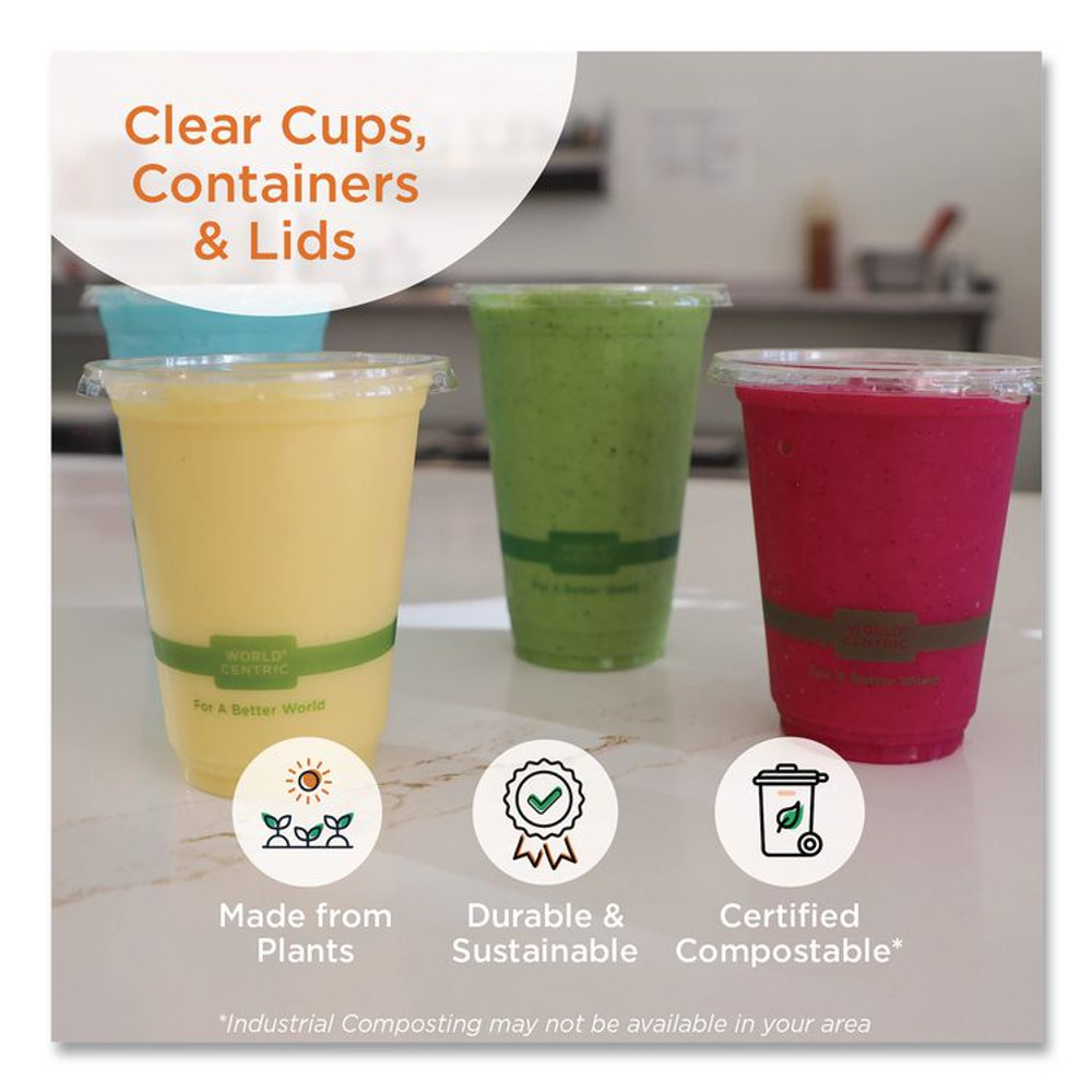 WORLD CENTRIC CPCS9Q PLA Clear Cold Cups, 9 oz, Plastic, Clear, 1,000/Carton