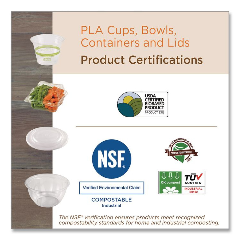 WORLD CENTRIC CPCS9Q PLA Clear Cold Cups, 9 oz, Plastic, Clear, 1,000/Carton