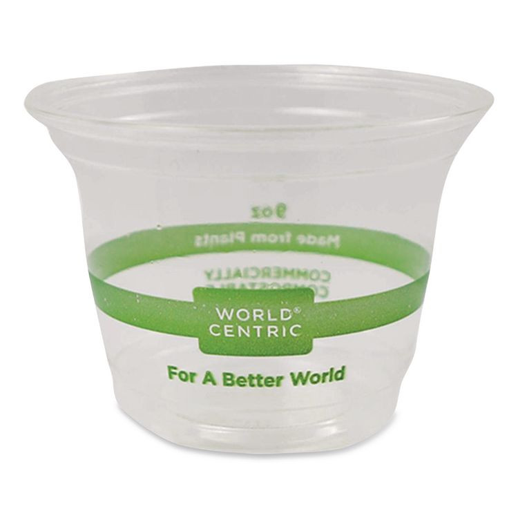 WORLD CENTRIC CPCS9Q PLA Clear Cold Cups, 9 oz, Plastic, Clear, 1,000/Carton