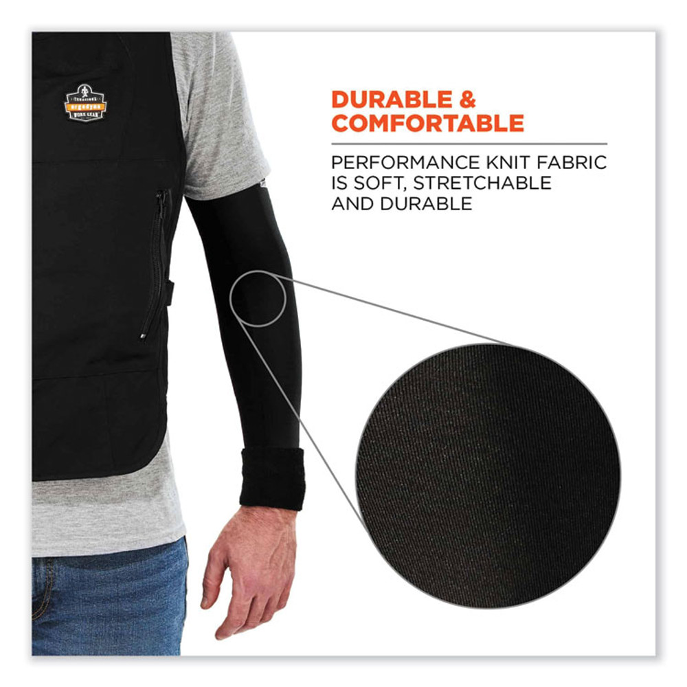 TENACIOUS HOLDINGS, INC. ergodyne® 12383 Chill-Its 6690 Performance Knit Cooling Arm Sleeve, Polyester/Spandex, Medium, Black, 2 Sleeves