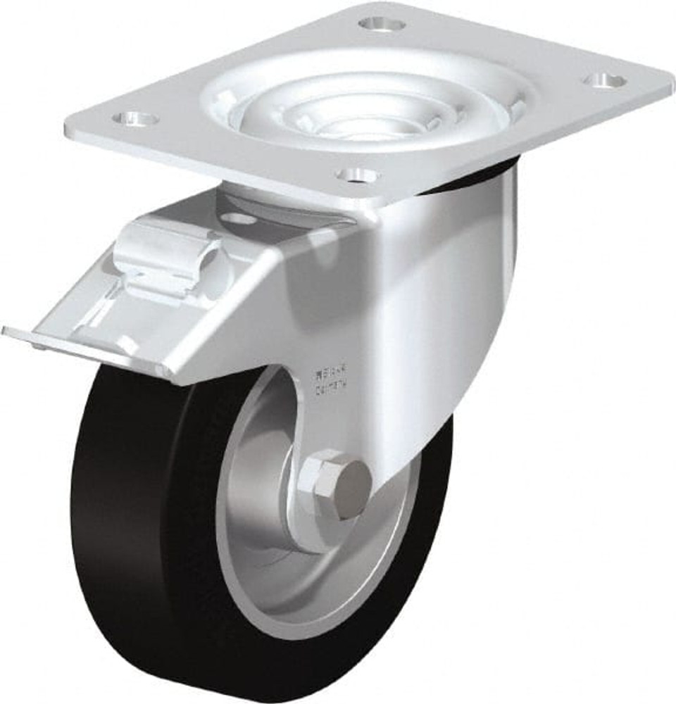 Blickle 498212 Swivel Top Plate Caster: Solid Rubber, 5" Wheel Dia, 1-37/64" Wheel Width, 550 lb Capacity, 6-7/64" OAH