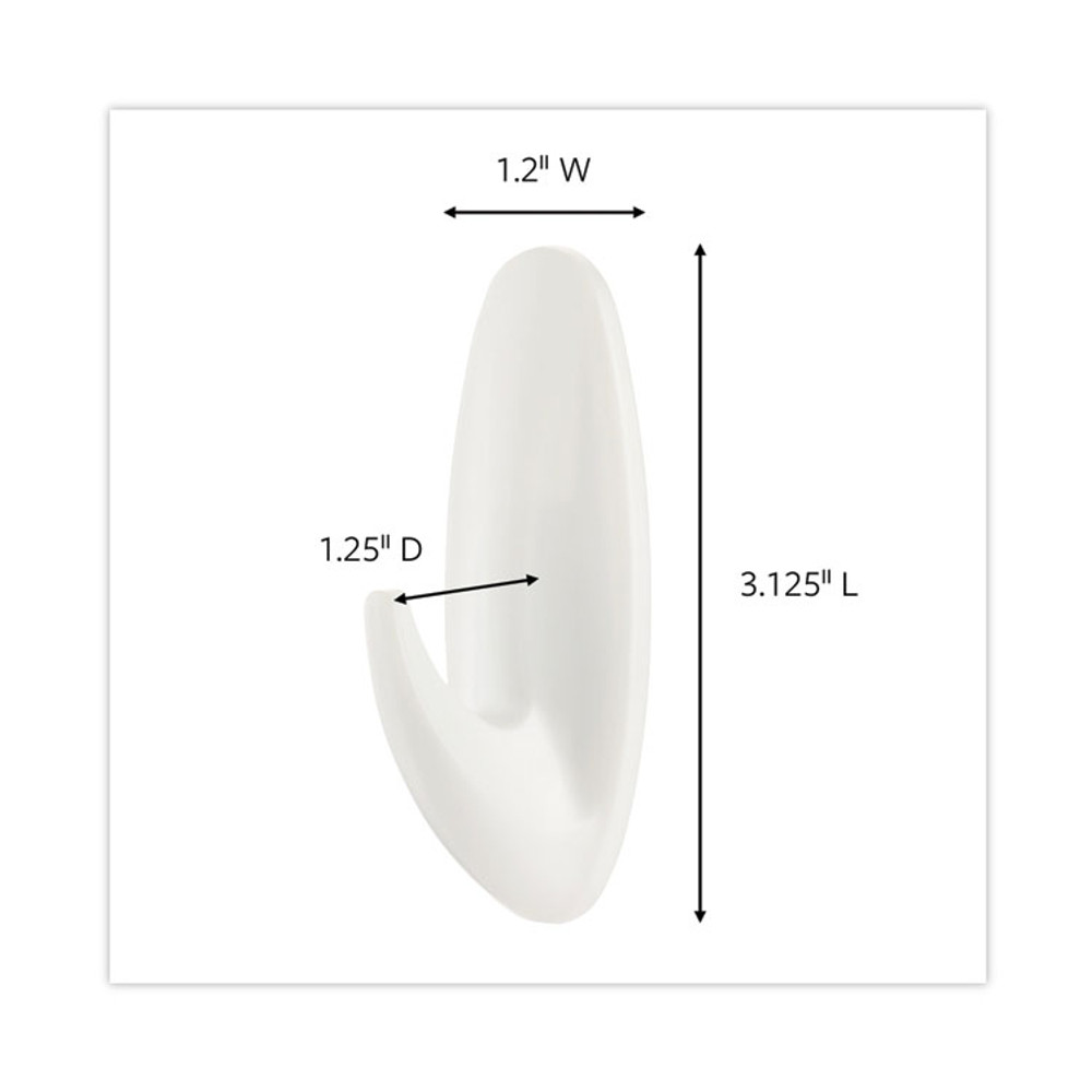 3M/COMMERCIAL TAPE DIV. Command™ 170816ES Designer Hooks, Medium, Plastic, White, 3 lb Capacity, 6 Hooks and 12 Strips/Pack