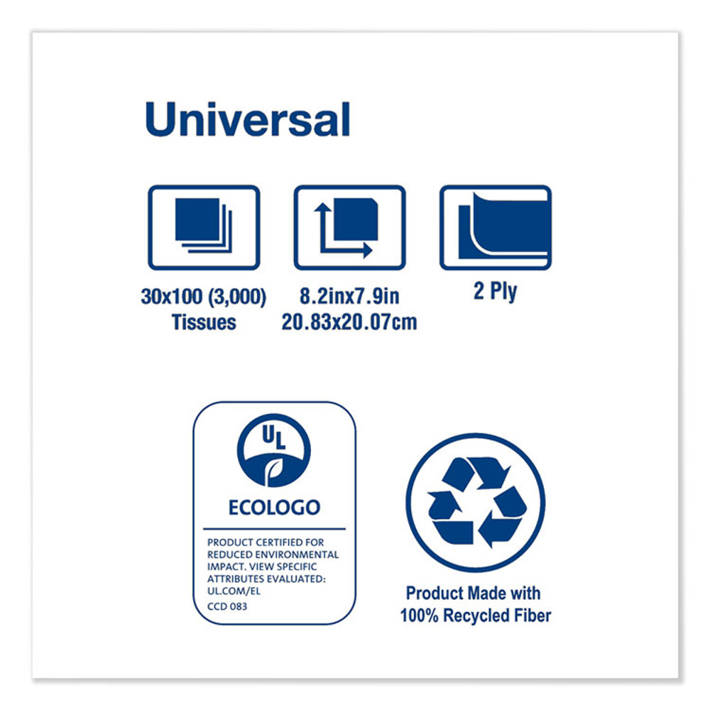 SCA TISSUE Tork® TF6710A Universal Facial Tissue, 2-Ply, White, 100 Sheets/Box, 30 Boxes/Carton