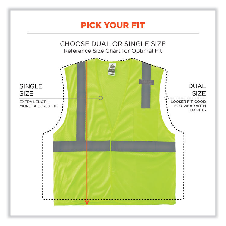TENACIOUS HOLDINGS, INC. ergodyne® 24528 GloWear 8210HL-S Single Size Class 2 Economy Mesh Vest, Polyester, 4X-Large, Lime