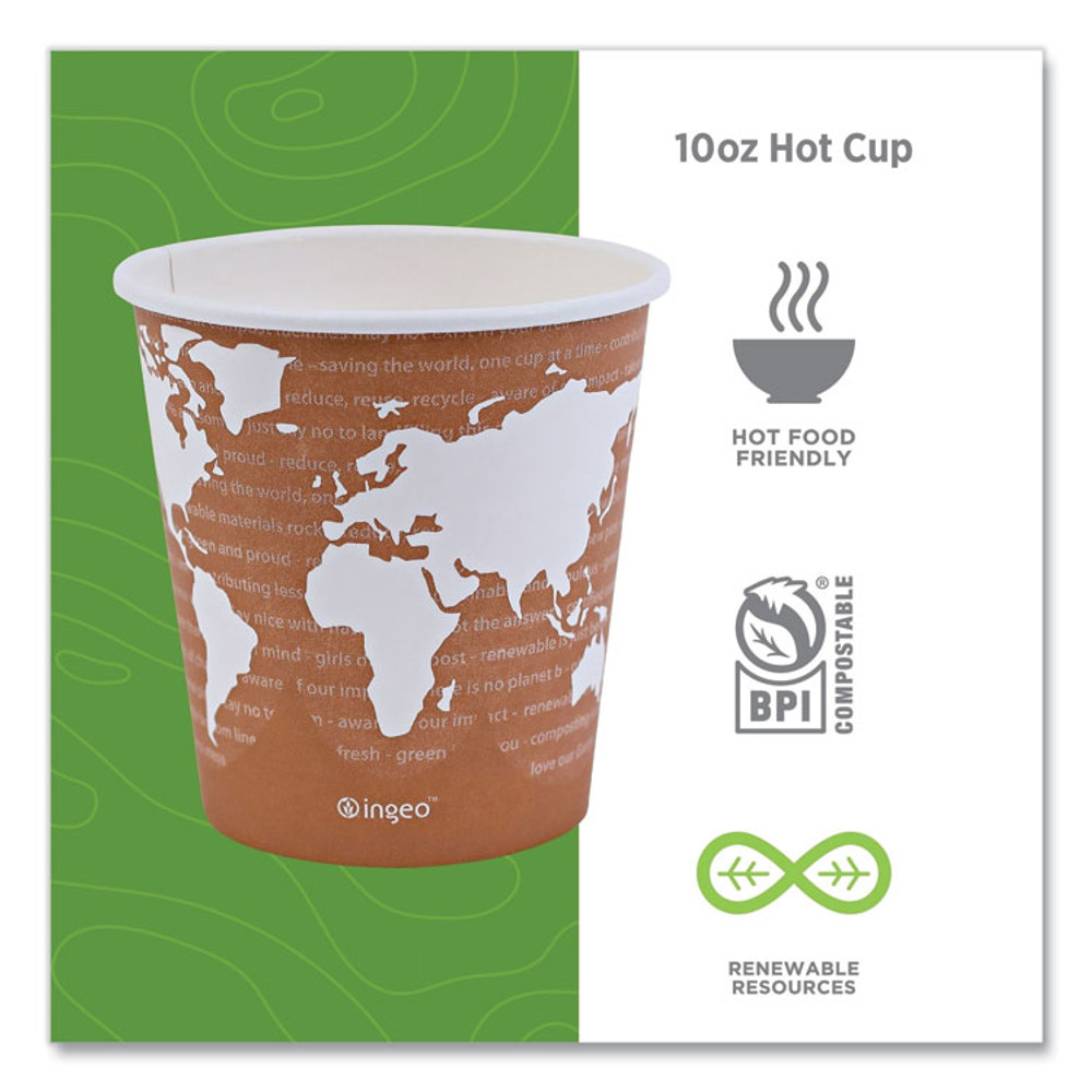 ECO-PRODUCTS,INC. EP-BHC10-WA World Art Renewable and Compostable Hot Cups, 10 oz, Paper, Gray, 50/Pack, 20 Packs/Carton