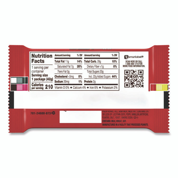 THE HERSHEY COMPANY Kit Kat® 24600040 Wafer Bar with Milk Chocolate, 1.5 oz Bar, 36 Bars/Box
