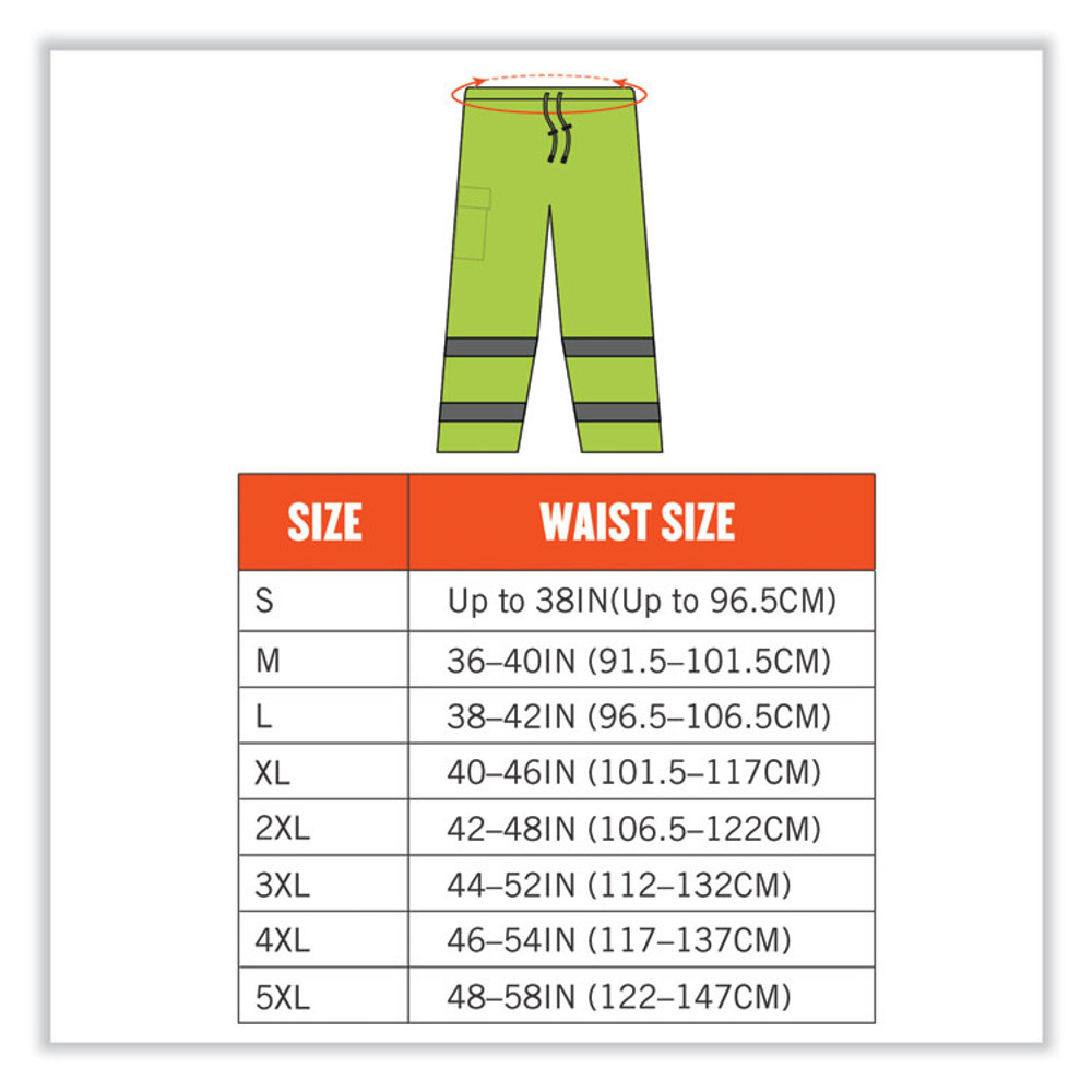 TENACIOUS HOLDINGS, INC. ergodyne® 24428 GloWear 8915 Class E Hi-Vis Rain Pants, 4X-Large, Lime