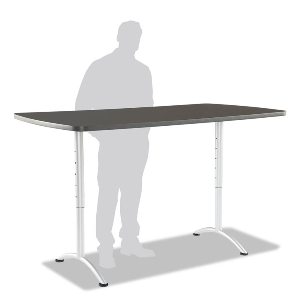 ICEBERG ENTERPRISES 69327 ARC Adjustable-Height Table, Rectangular, 36" x 72" x 30" to 42", Graphite Top, Silver Base