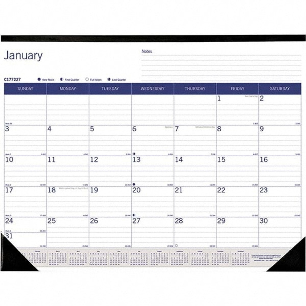 Blueline REDC177227 Duraglobe Monthly Desk Pad Calendar: 12 Sheets