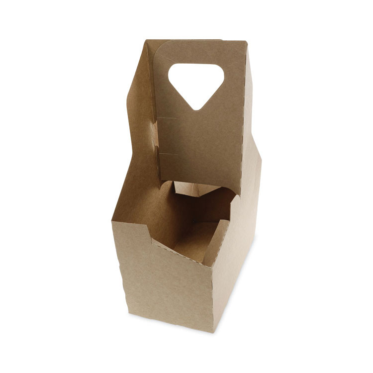 PACTIV EVERGREEN CORPORATION D24CPCRY44 Paperboard Cup Carrier, Up to 44 oz, Two to Four Cups, Natural, 250/Carton