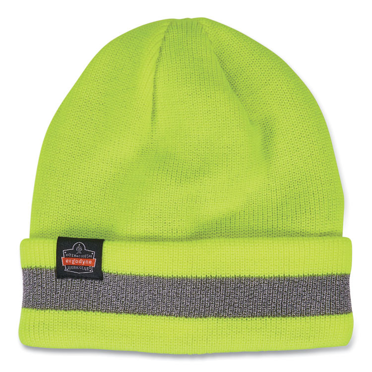 TENACIOUS HOLDINGS, INC. ergodyne® 16864 N-Ferno 6803 Reflective Rib Knit Winter Hat, One Size Fits Most, Lime