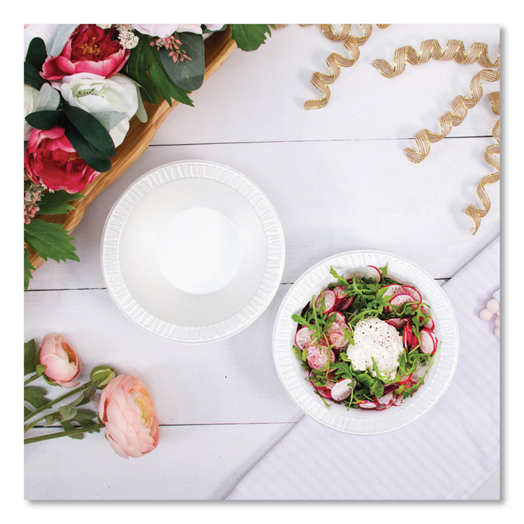 DART 12BWWQR Quiet Classic Laminated Foam Dinnerware Bowls, 10 to 12 oz, White, 125/Pack, 8 Packs/Carton