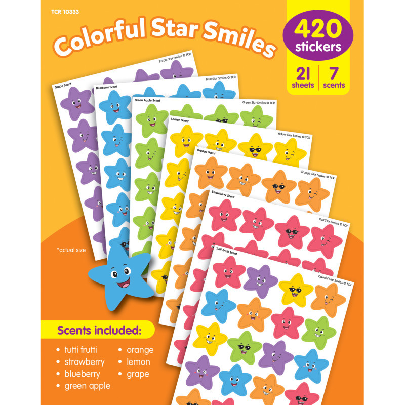 TEACHER CREATED RESOURCES Teacher Created Resources Colorful Star Smiles Smelly Stickers Variety Pack