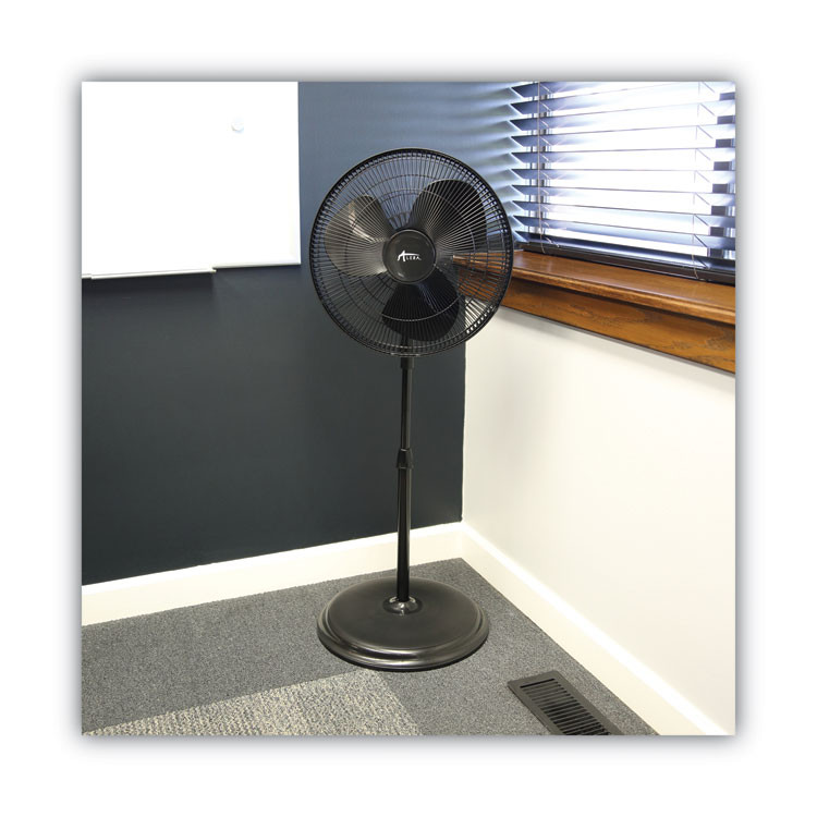 ALERA FANP16B 16" 3-Speed Oscillating Pedestal Stand Fan, Metal, Plastic, Black