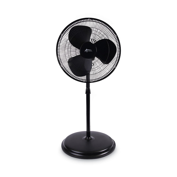 ALERA FANP16B 16" 3-Speed Oscillating Pedestal Stand Fan, Metal, Plastic, Black