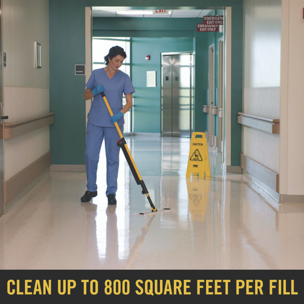RUBBERMAID COMMERCIAL PROD. HYGEN™ 1835528 Pulse Microfiber Spray Mop System, 17" Wide Microfiber Head, 52" Yellow Plastic Handle