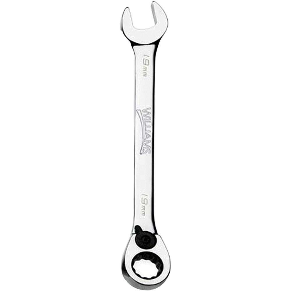 Williams JHW1218MRC Combination Wrenches; Size (mm): 18 ; Type: Reversible Ratcheting Combination Wrench ; Finish: Polished Chrome ; Head Type: Combination ; Box End Type: 12-Point ; Handle Type: Straight