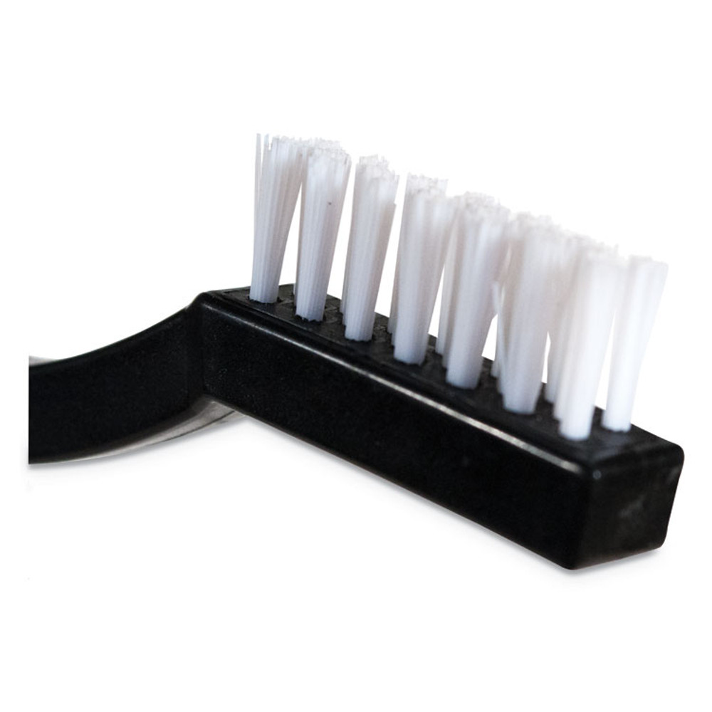 CFS BRANDS Carlisle 40674-00DZ Flo-Pac Utility Toothbrush Style Maintenance Brush, White Nylon Bristles, 7.25" Brush, 7" Black Polypropylene Handle