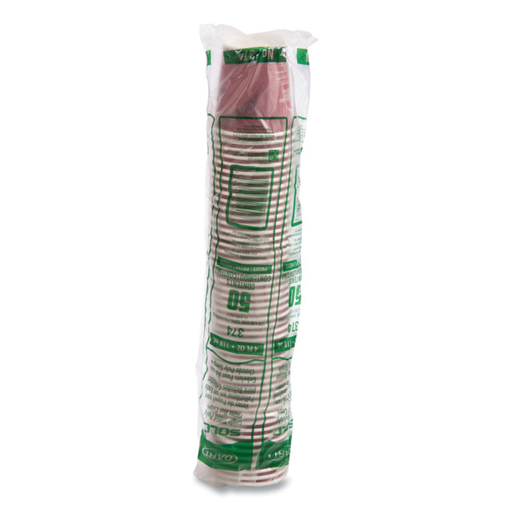 DART SOLO® 374SI Single-Sided Poly Paper Hot Cups, 4 oz, Bistro Design, 50/Pack, 20 Packs/Carton