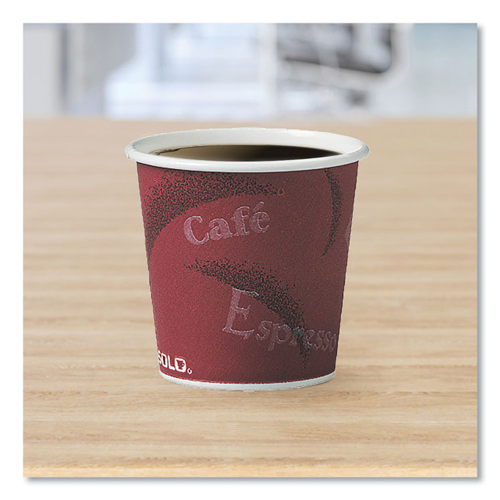 DART SOLO® 374SI Single-Sided Poly Paper Hot Cups, 4 oz, Bistro Design, 50/Pack, 20 Packs/Carton