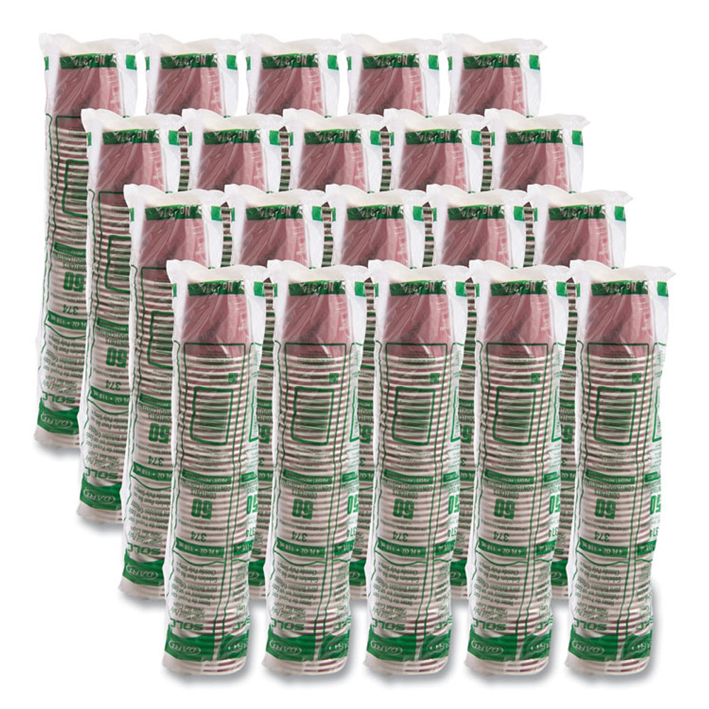 DART SOLO® 374SI Single-Sided Poly Paper Hot Cups, 4 oz, Bistro Design, 50/Pack, 20 Packs/Carton