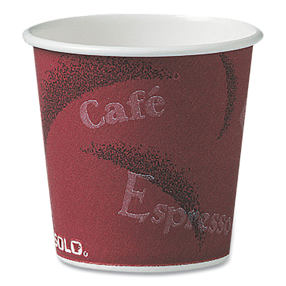 DART SOLO® 374SI Single-Sided Poly Paper Hot Cups, 4 oz, Bistro Design, 50/Pack, 20 Packs/Carton