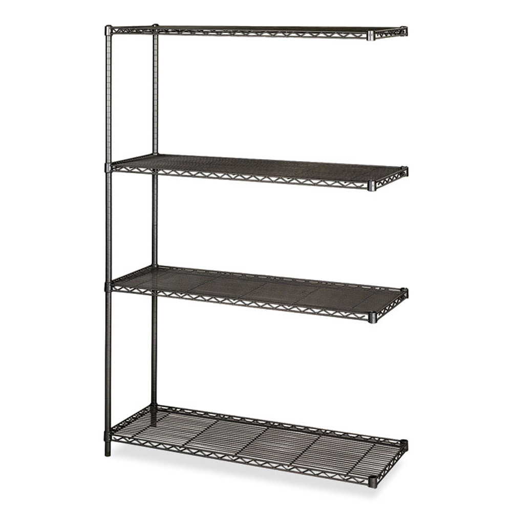 SAFCO PRODUCTS 5292BL Industrial Add-On Unit, Four-Shelf, 48w x 18d x 72h, Steel, Black