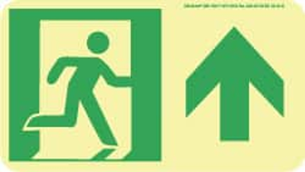 AccuformNMC 50F-1SN-F Forward Arrow, Right Side Stick Figure in Doorway (Graphic), Polyester Exit Sign