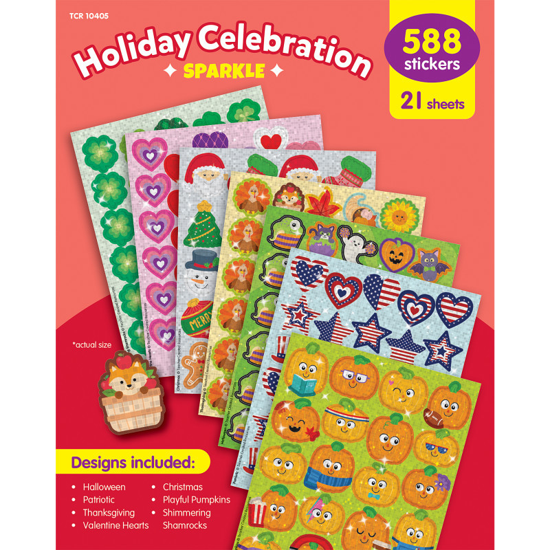 TEACHER CREATED RESOURCES Teacher Created Resources Holiday Celebration Sparkle Stickers Variety Pack