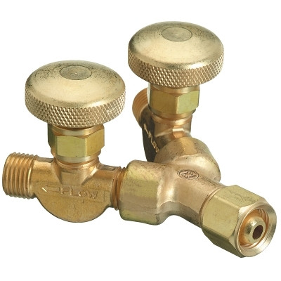 Western Enterprises Valved Y Connection, 200 psig, Brass, B-Size (F) to B-Size (M), 9/16 in-18 (F)