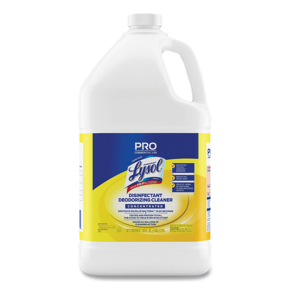 RECKITT BENCKISER Professional LYSOL® Brand 99985CT Disinfectant Deodorizing Cleaner Concentrate, Lemon Scent, 128 oz Bottle, 4/Carton