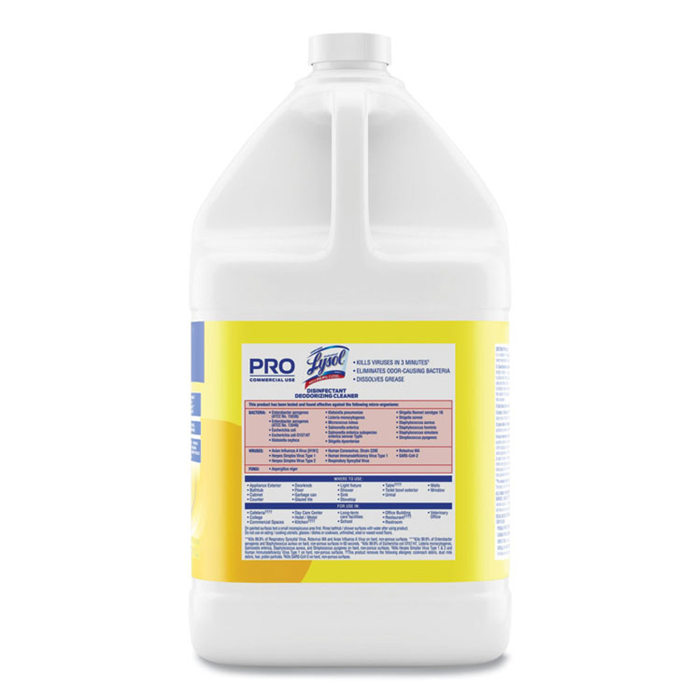 RECKITT BENCKISER Professional LYSOL® Brand 99985CT Disinfectant Deodorizing Cleaner Concentrate, Lemon Scent, 128 oz Bottle, 4/Carton