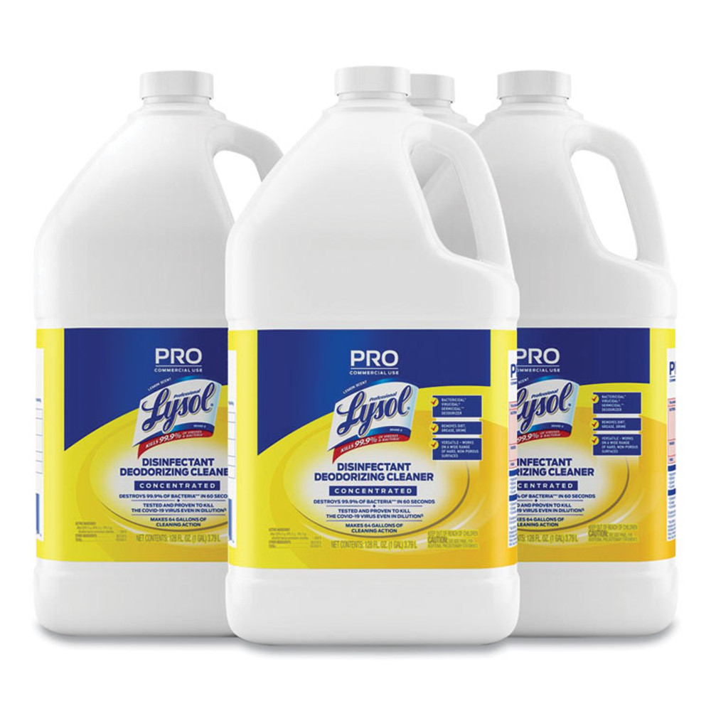 RECKITT BENCKISER Professional LYSOL® Brand 99985CT Disinfectant Deodorizing Cleaner Concentrate, Lemon Scent, 128 oz Bottle, 4/Carton