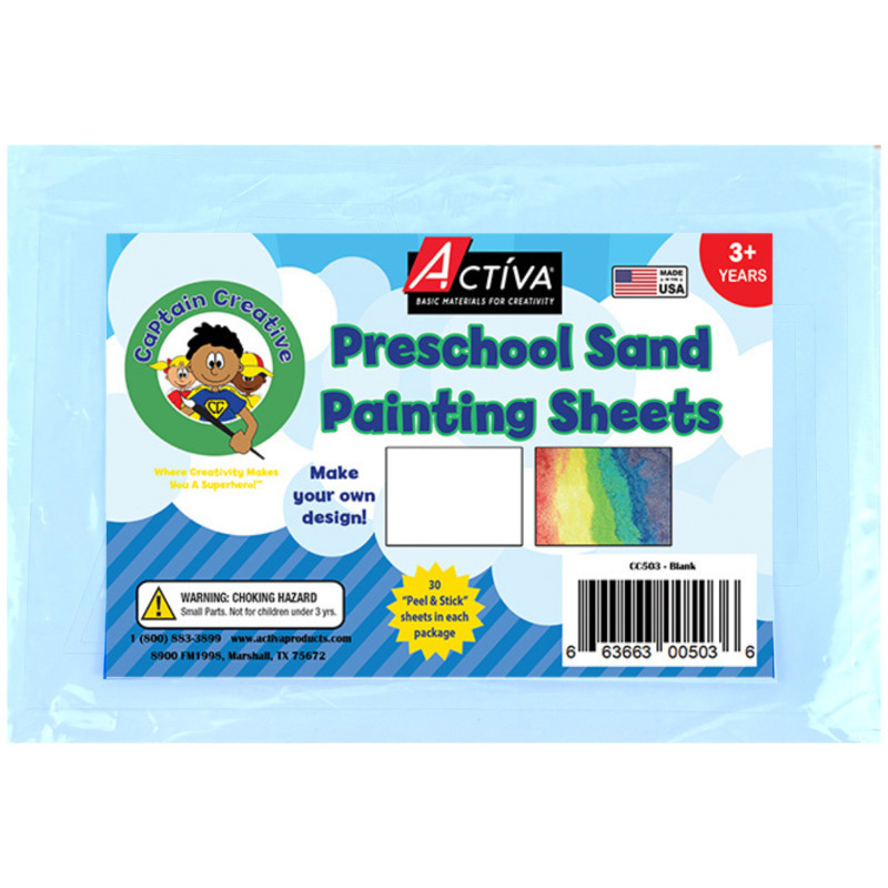 ACTIVA PRODUCTS Captain Creative Preschool Sand Art Sheets, Blank, 5x7 in, 30 Sheets