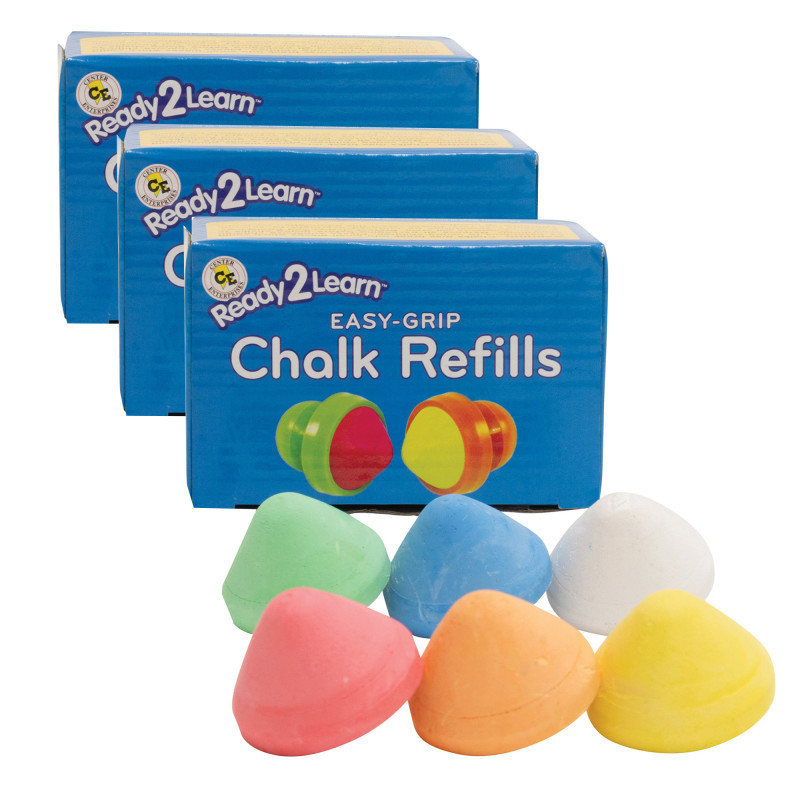 LEARNING ADVANTAGE READY 2 LEARN™ Easy Grip Chalk - Refills - 6 Per Pack, 3 Packs