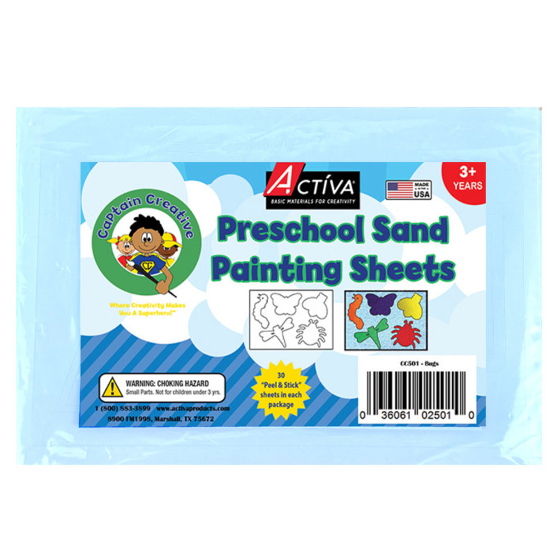 ACTIVA PRODUCTS Captain Creative Preschool Sand Art Sheets, Bugs Theme, 5x7 in, 30 Sheets