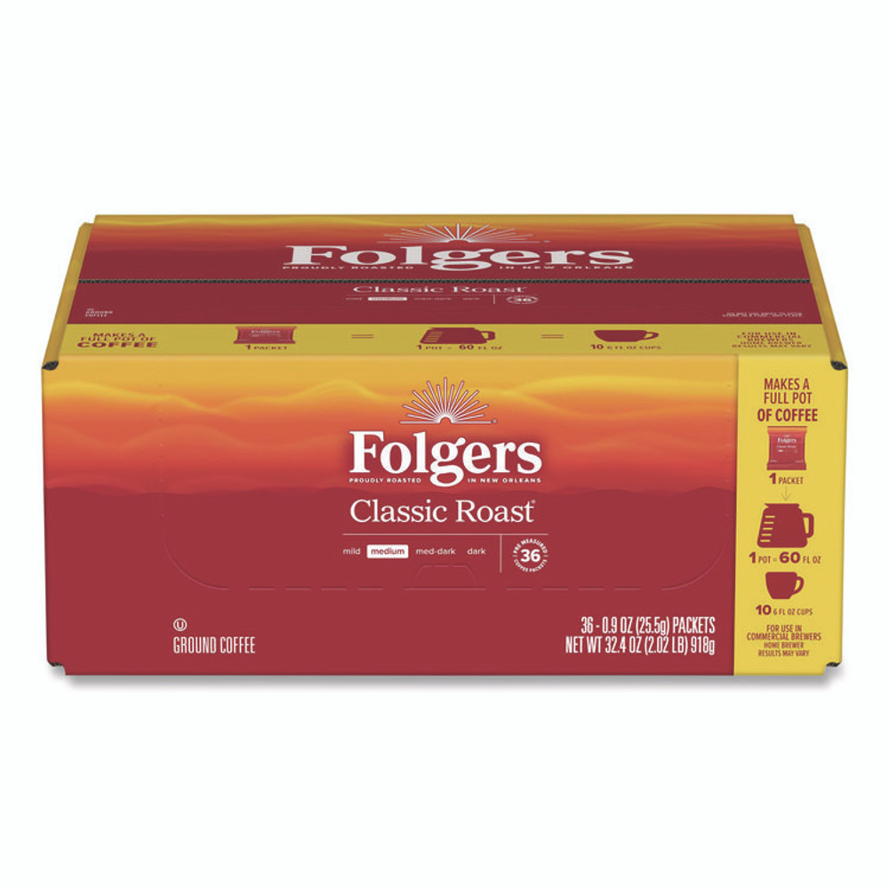 KEURIG DR PEPPER Folgers® 06125 Classic Roast Ground Coffee Fraction Pack, 0.9 oz Fractional Pack, 36/Carton