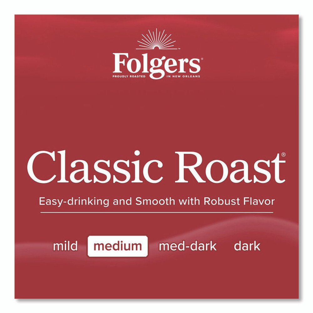 KEURIG DR PEPPER Folgers® 06125 Classic Roast Ground Coffee Fraction Pack, 0.9 oz Fractional Pack, 36/Carton