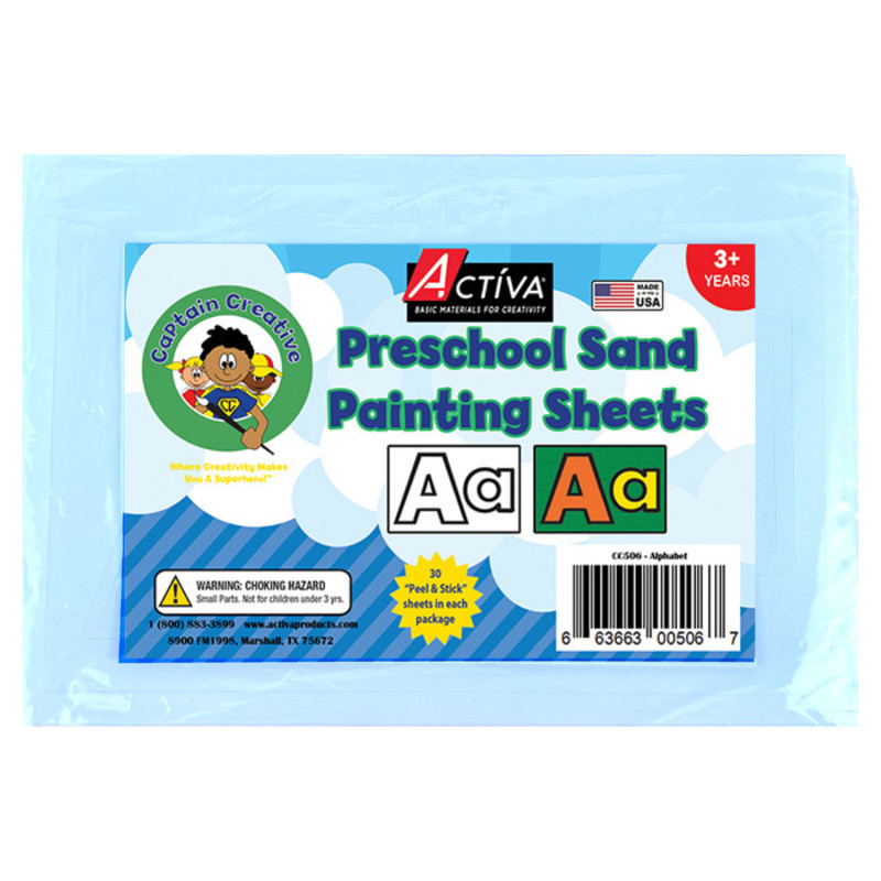 ACTIVA PRODUCTS Captain Creative Preschool Sand Painting Sheets, Alphabet Theme, 5x7 in, 30 Sheets