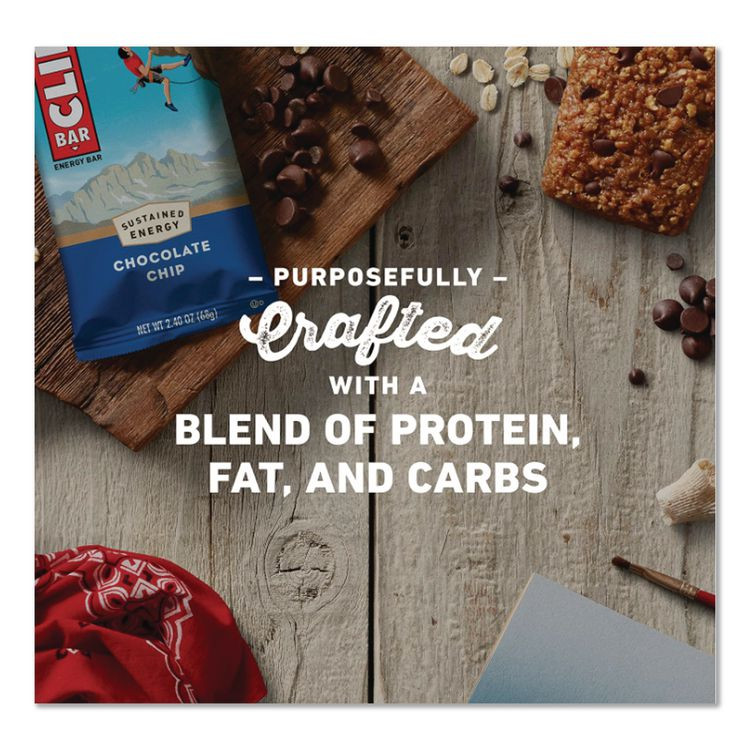 CLIF BAR & COMPANY 160004 Energy Bar, Chocolate Chip, 2.4 oz, 12/Box