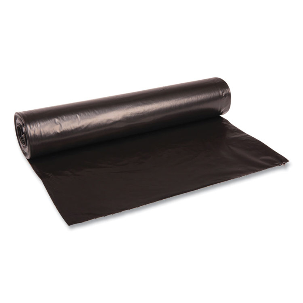 BOARDWALK 517 Recycled Low-Density Polyethylene Can Liners, 45 gal, 1.2 mil, 40" x 46", Black, Perforated, 10 Bags/Roll, 10 Rolls/Carton