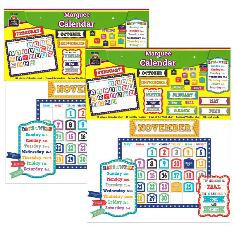 TEACHER CREATED RESOURCES Teacher Created Resources® Marquee Calendar Bulletin Board Set, 2 Sets