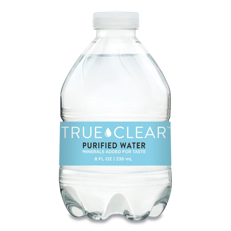 TRUE CLEAR 8OZ24PLT182 Purified Bottled Water, 8 oz Bottle, 24 Bottles/Carton, 182 Cartons/Pallet