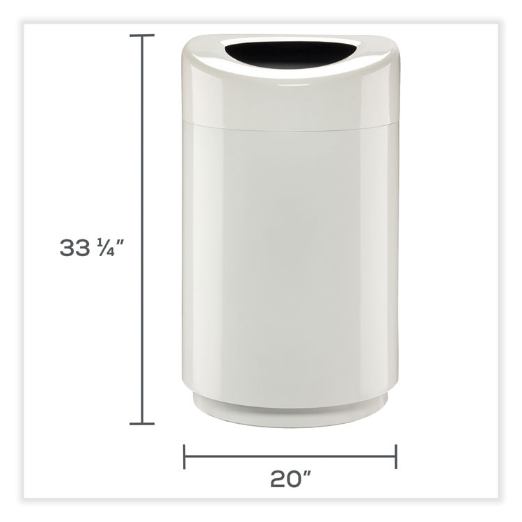 SAFCO PRODUCTS 9920WH Open Top Round Waste Receptacle, 30 gal, Steel, White